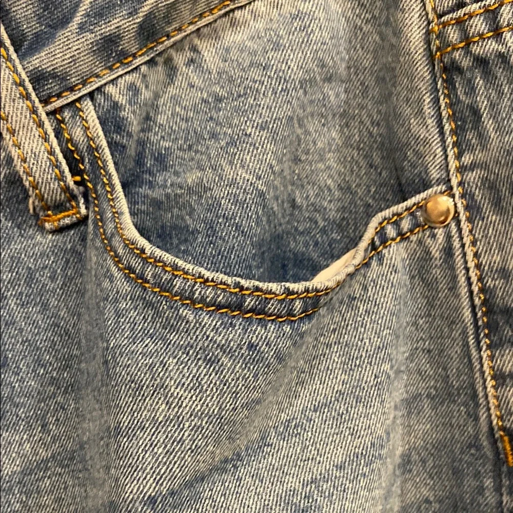 Fashion Nova Blue Distressed Wide Leg Jeans - Picture 7 of 14